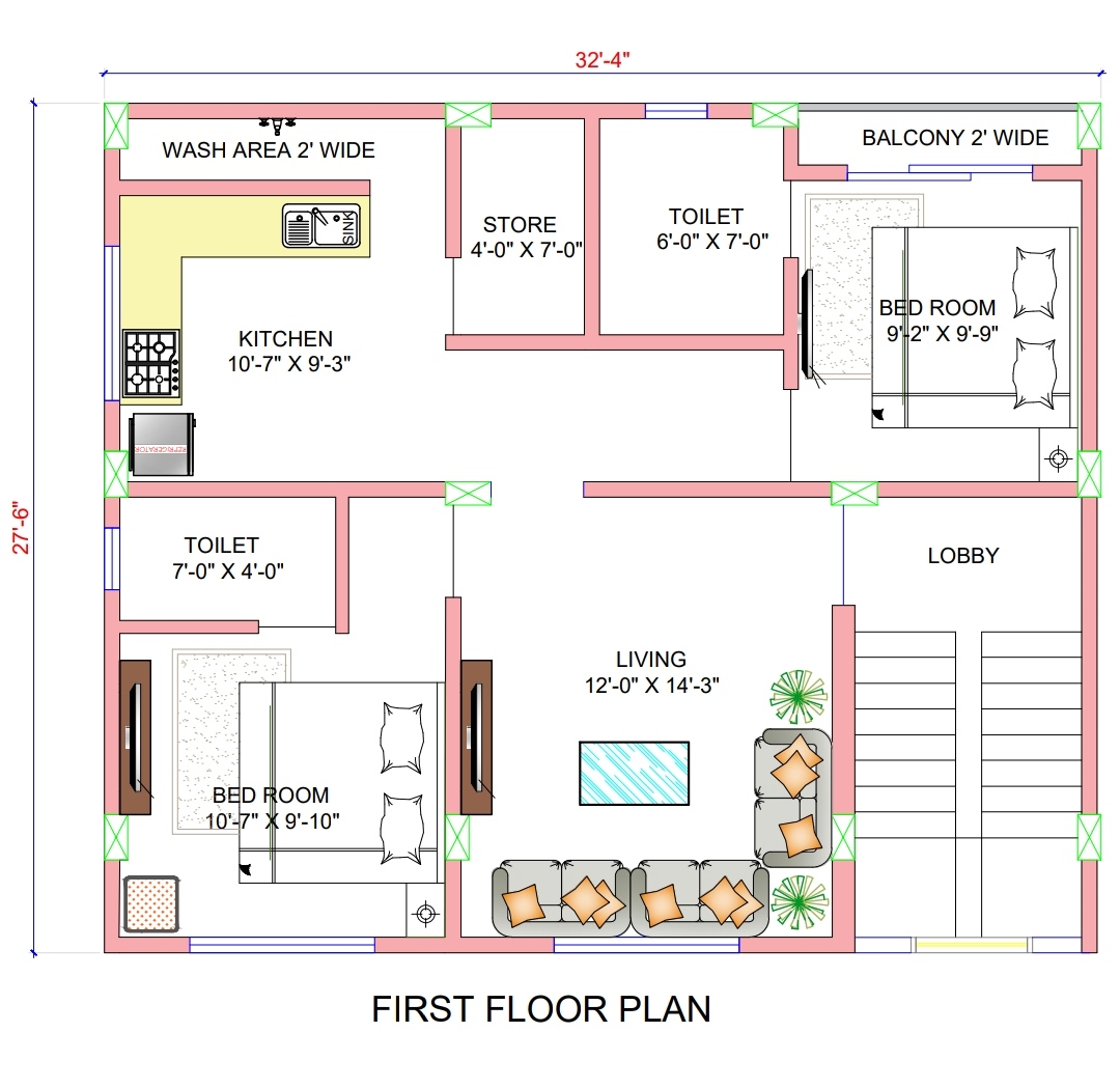 34x30 Elevation Design Indore - 34*30 House Plan India