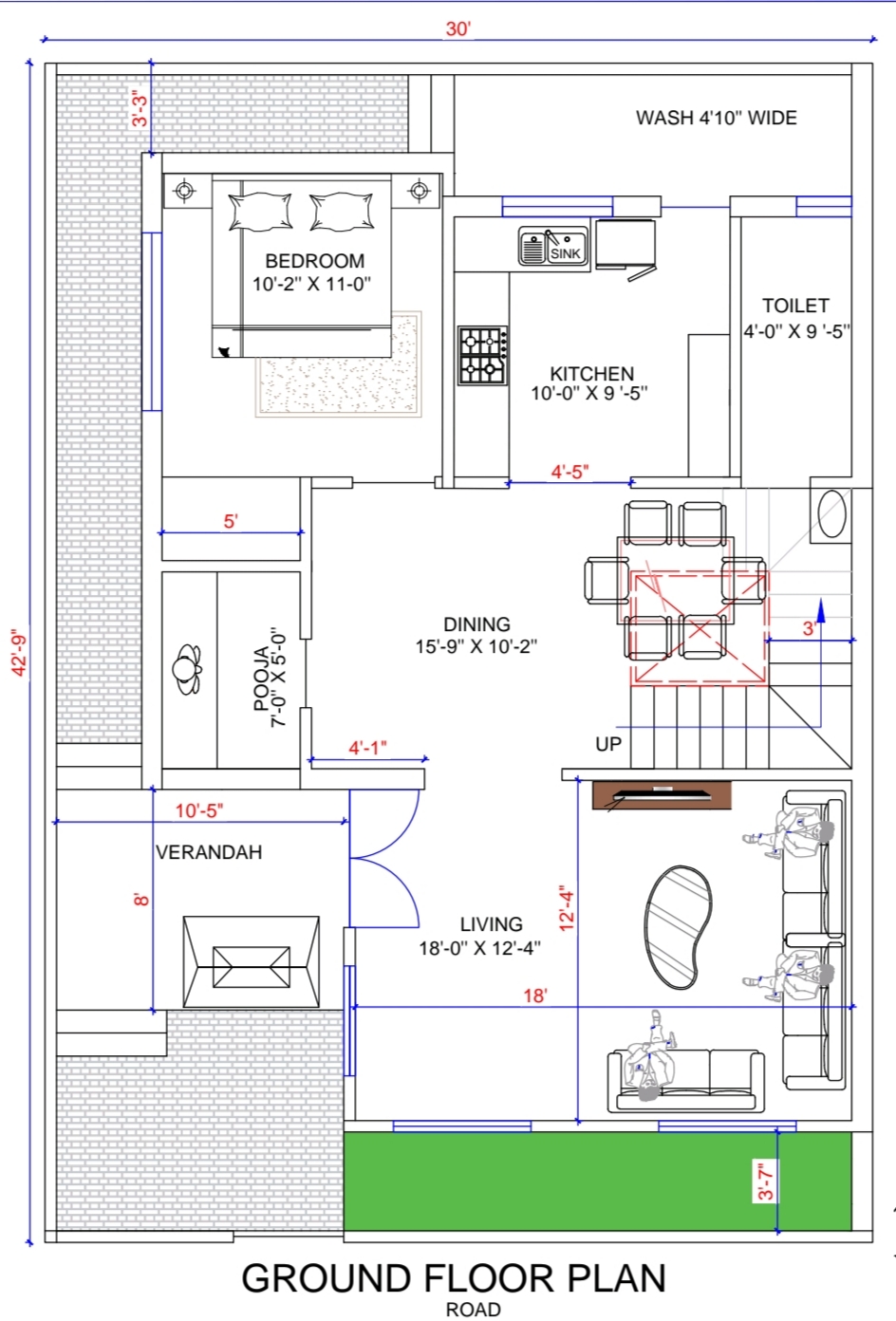 30x42 Elevation Design Indore - 30*42 House Plan India