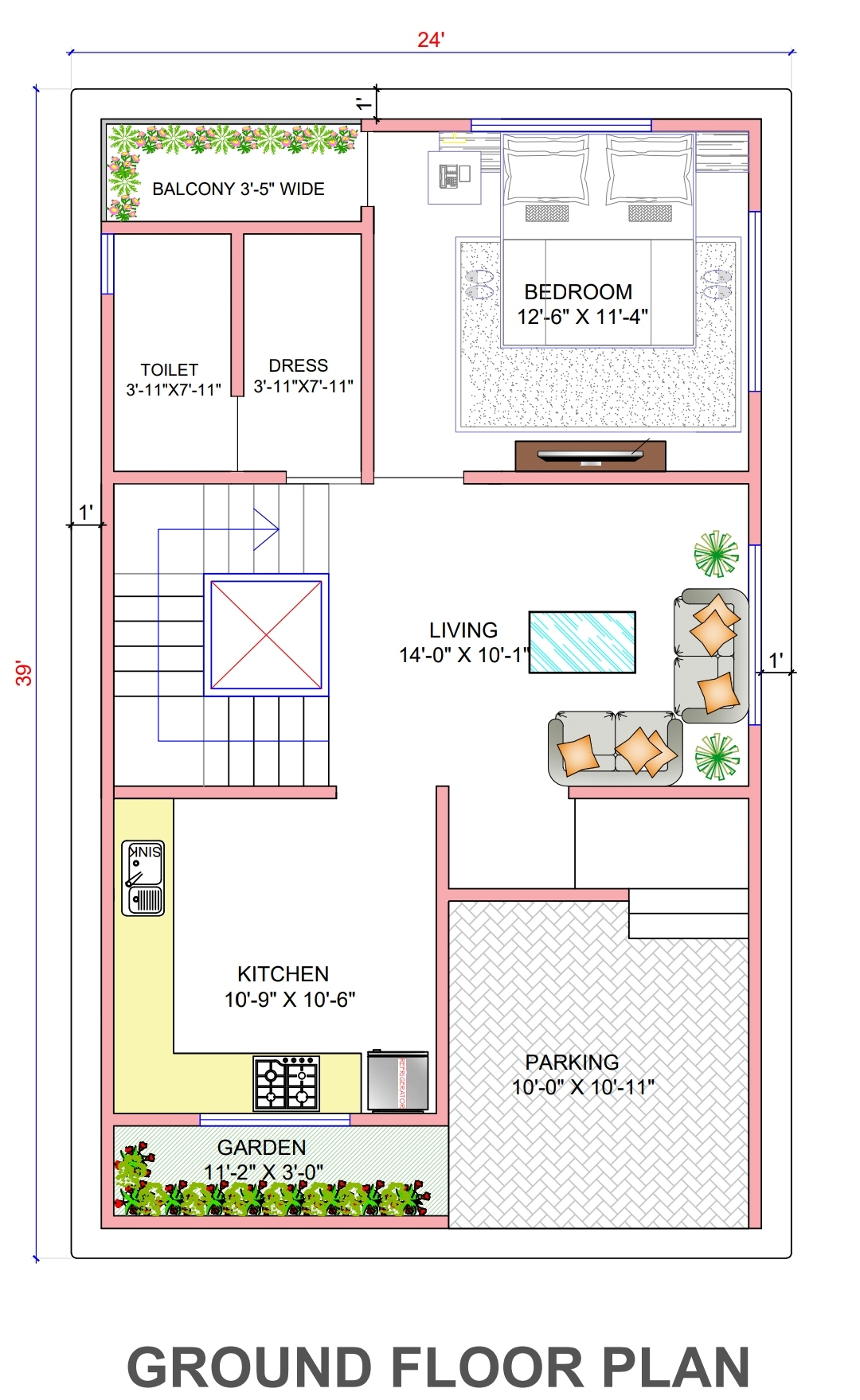 22x40 Elevation Design Indore 2240 House Plan India 1481