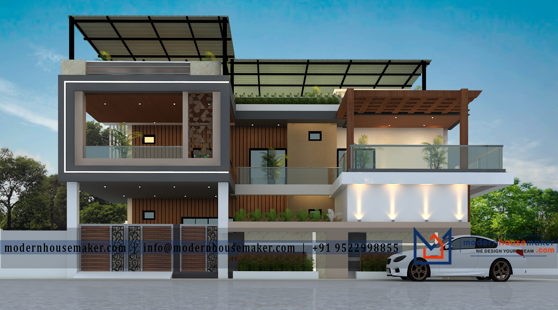 57x57 Elevation Design Indore - 57*57 House Plan India