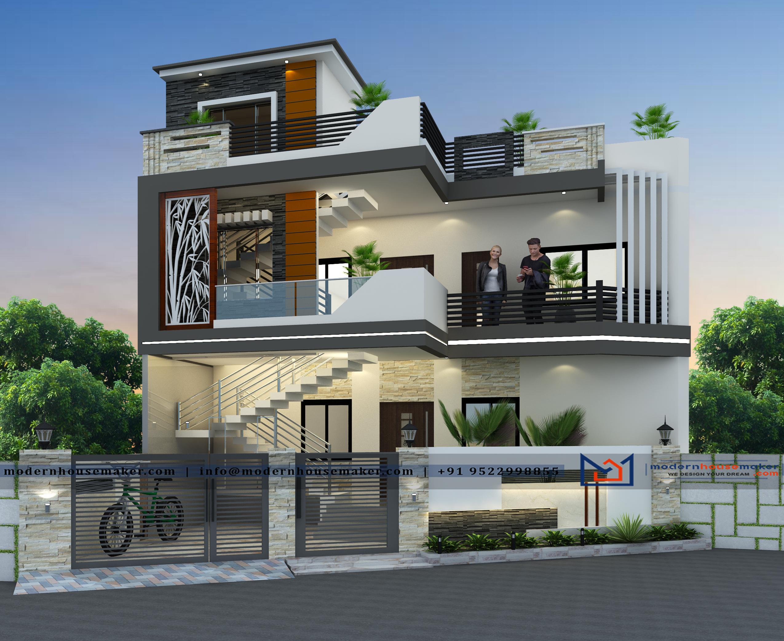 40x50 Elevation Design Indore - 40*50 House Plan India