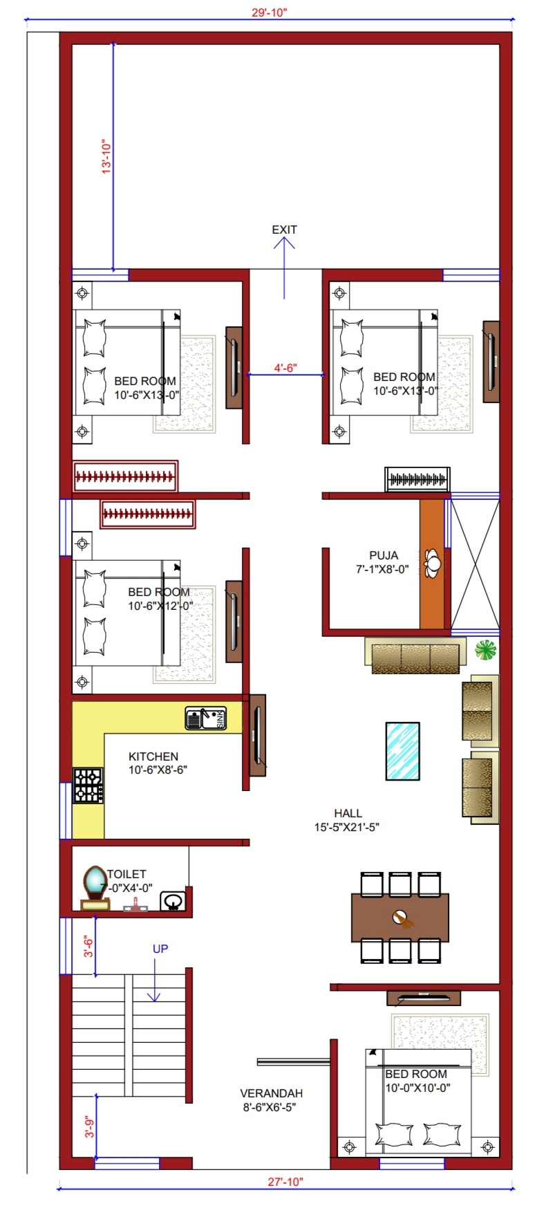 20x50 House Plan 20x50 Front 3D Elevation Design