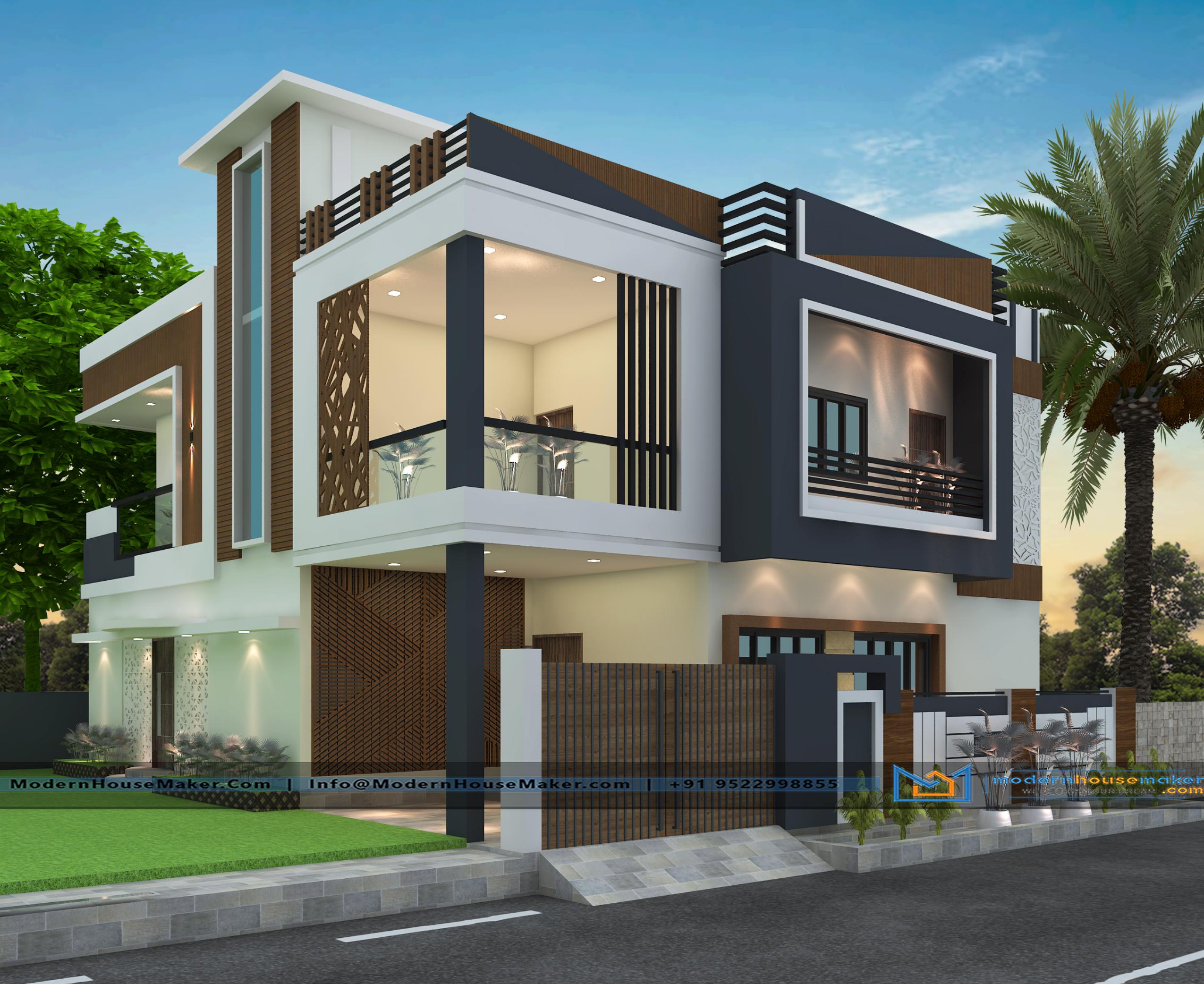 67x57 Elevation Design Indore - 67*57 House Plan India
