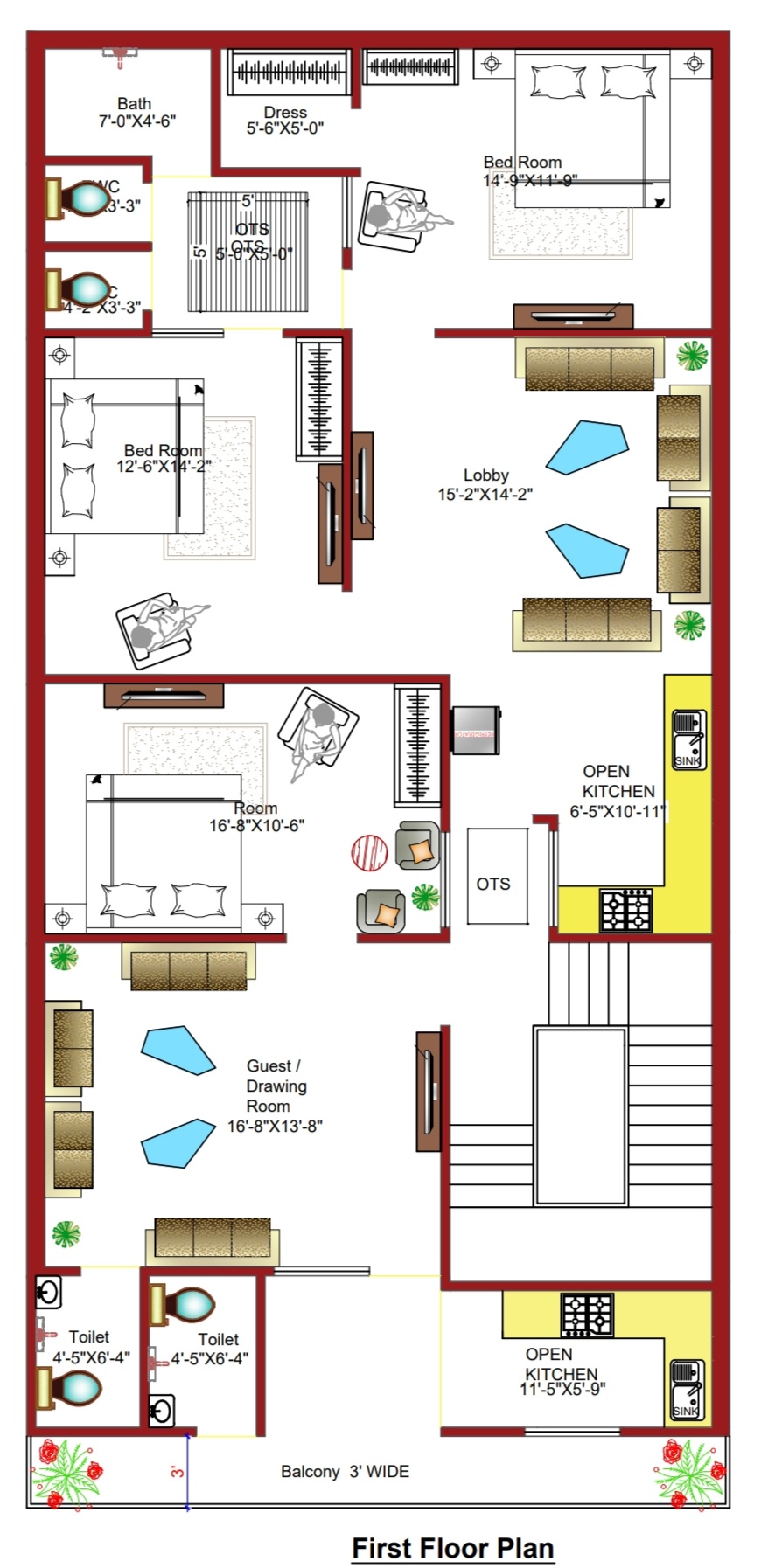 30x59 House Plan | 30x59 Front & 3D Elevation Design