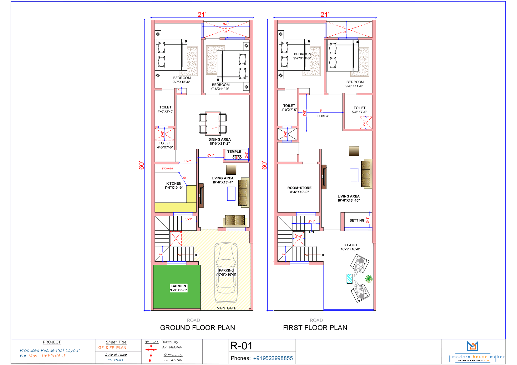 21x60 Elevation Design Indore - 21*60 House Plan India