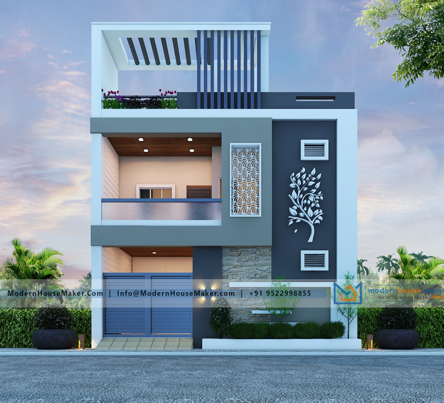 42x49 Elevation Design Indore - 42*49 House Plan India