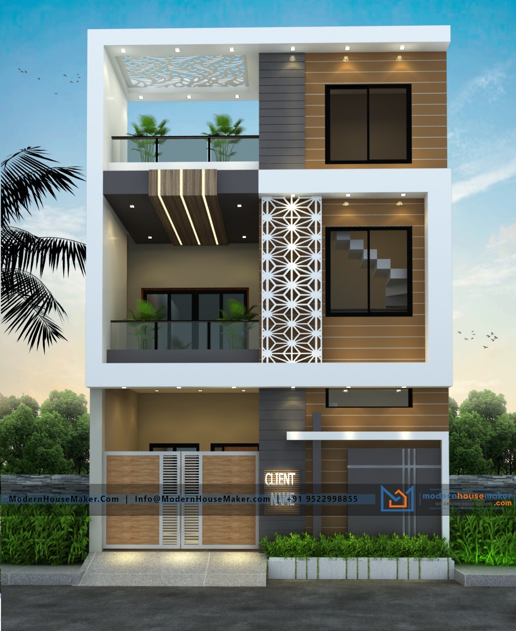 22x50 Elevation Design Indore - 22*50 House Plan India