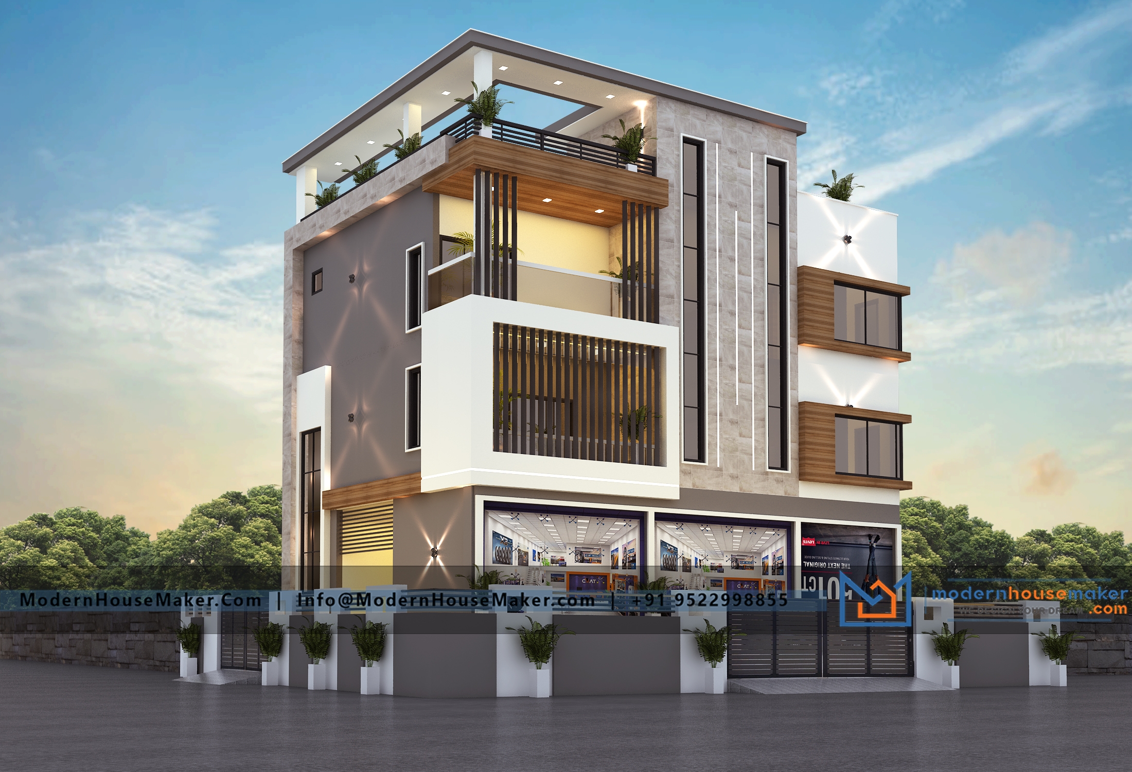 53x38 Elevation Design Indore - 53*38 House Plan India