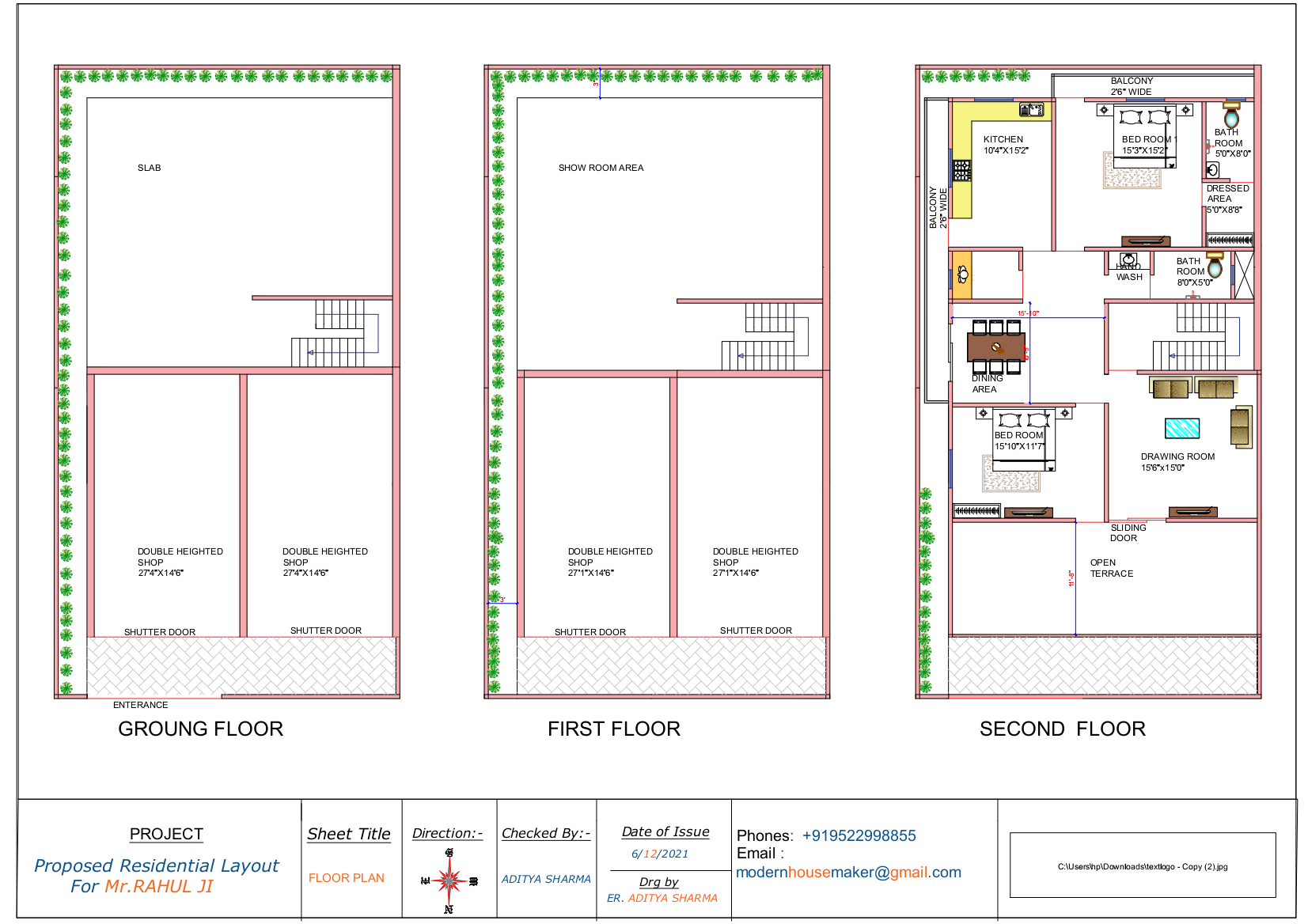 54x44 Elevation Design Indore - 54*44 House Plan India