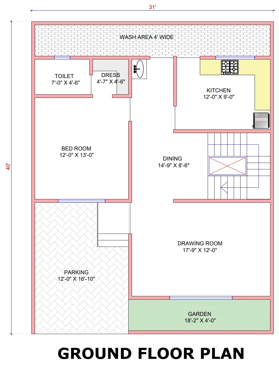 31x40 Elevation Design Indore - 31*40 House Plan India