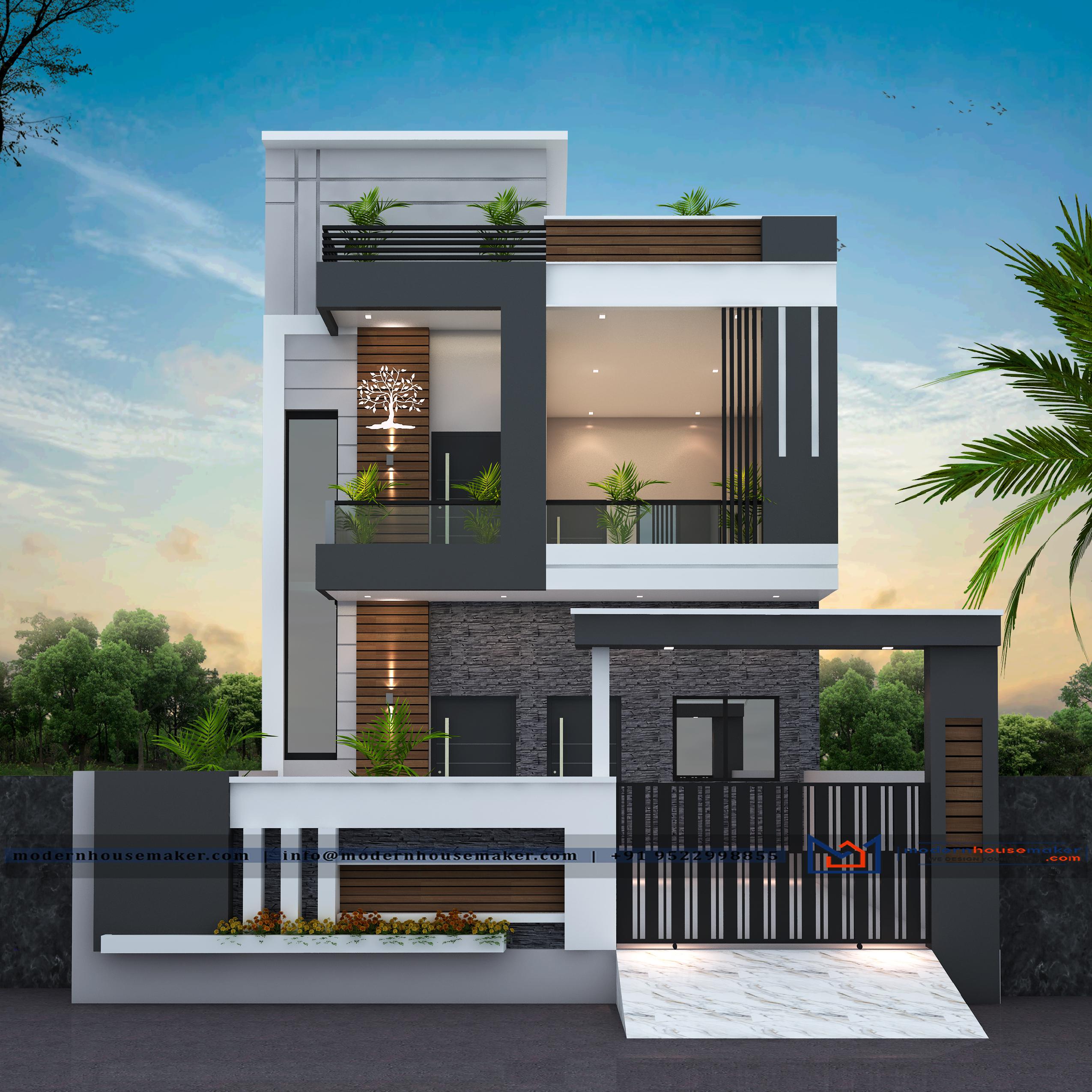 26x82 Elevation Design Indore - 26*82 House Plan India