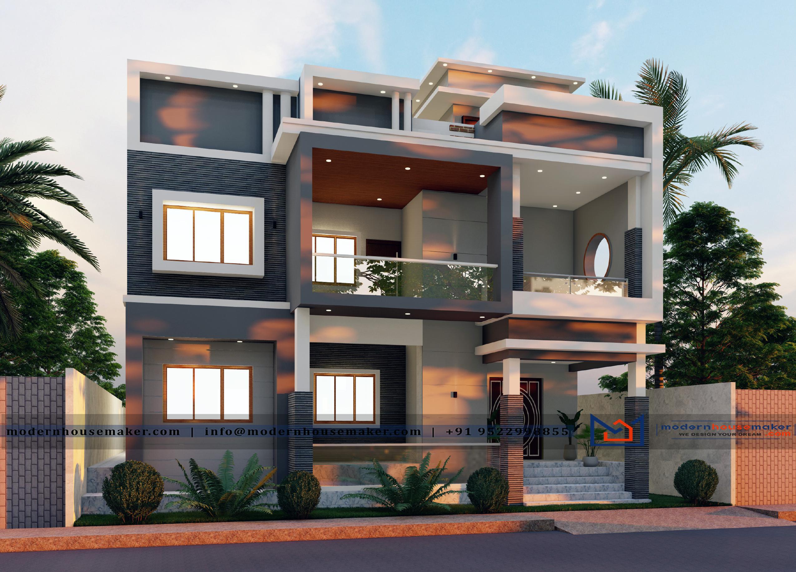 45x55 Elevation Design Indore - 45*55 House Plan India